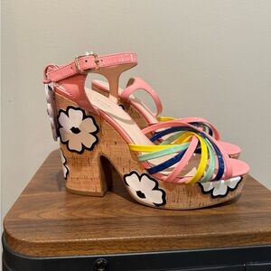 Kate Spade New York Gerry Platform Sandals Multi Rococo Pink colorway Womens 7.5